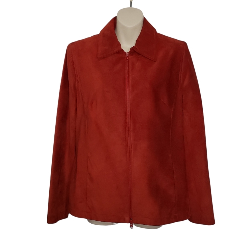 DANIER red genuine leather jacket small zip front